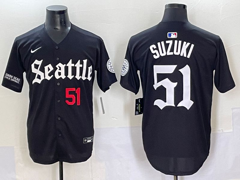 Men 2025 Seattle Mariners #51 Suzuki Five generations Joint Name Nike MLB Jersey style 3